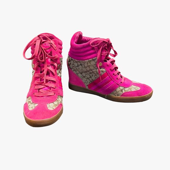 Coach Alara Wedge Sneakers in Pink Women’s Size 7.5M - Picture 1 of 10